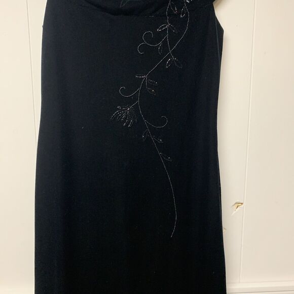 Crimson by Lawrence Kurtz Evening Dress Women's Size 10 Black Velour Beaded - Picture 3 of 10